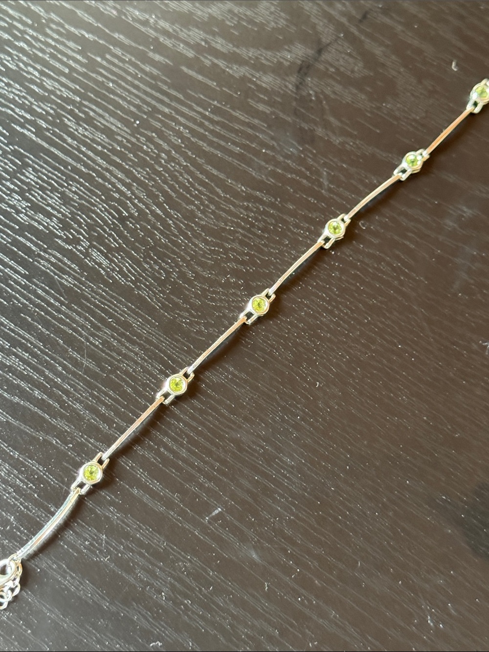 Sterling Silver Bracelet with Lime Green Gemstones